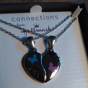 Hallmark Breakaway Heart Two Necklace Set in Stainless Steel
